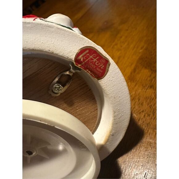 Vintage Lefton Ceramic Christmas Music Box Pixie Girl With Harp & Dog 6.5” Retro - Picture 11 of 12